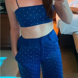 [House of Harlow 1960] Two-Piece crop top rhinestoned outfit